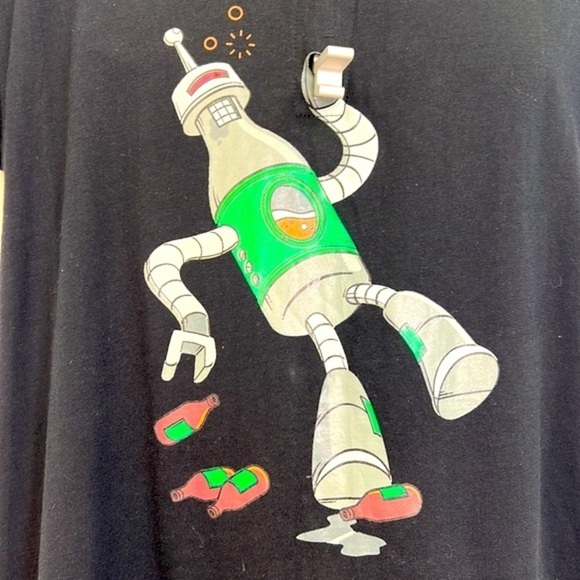 Futurama - Bender Drinking With Real Bottle Opener Black Short Sleeve T Shirt M - Picture 3 of 11